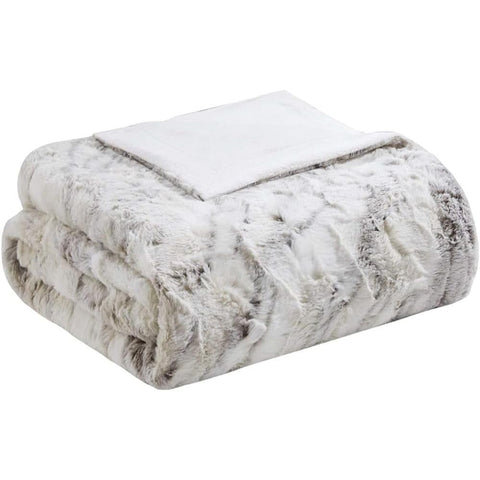 Oakestry Sachi Luxury Oversized Faux Fur Modern Throw Minor Shedding Resistant Elegant Warm Cozy for Sofa Chair Couch Living Bedding 60" X 70" Inches Natural