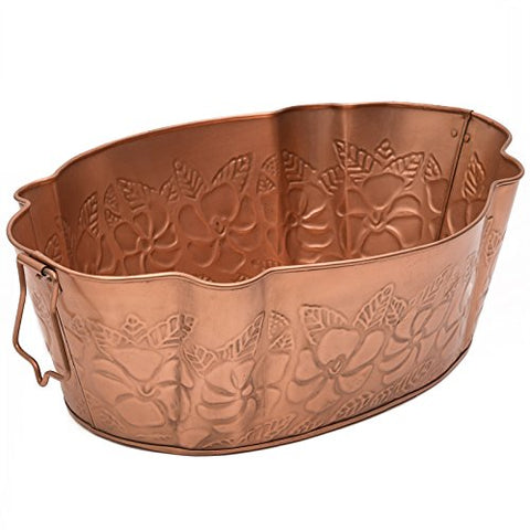 Achla Designs Oval Embossed Copper Plated Galvanized Tub