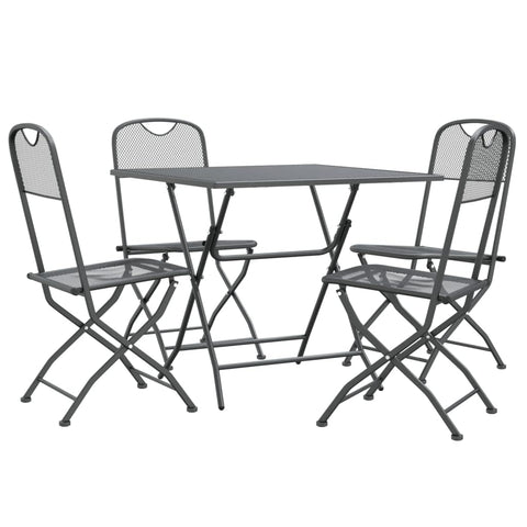 vidaXL Patio Dining Set - 3 Piece Outdoor Furniture Set with Expanded Metal Mesh - Anthracite Color - Weather & - Foldable Design