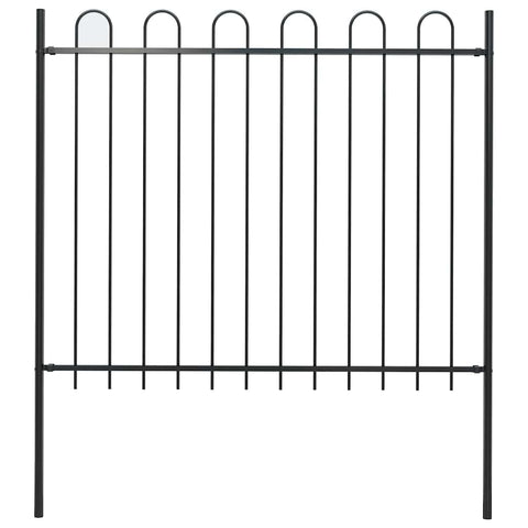 vidaXL Garden Fence with Hoop Top Steel 71.3"x59.1" Black