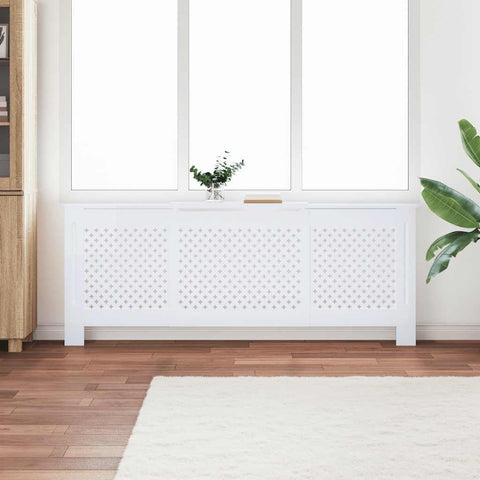 vidaXL Modern White MDF Radiator Cover with Adjustable Length and Storage Space - Ultra Durable Cabinet for Radiator Concealment and Display