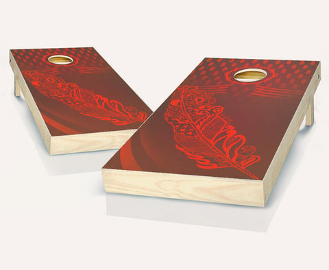 Skip's Garage Native Feather Cornhole Set - 2x4 Boards (Corn Filled Bags) - Include Carry Case