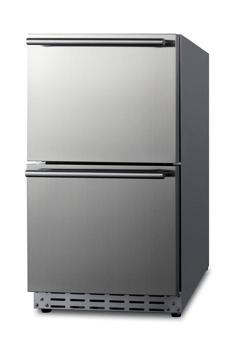 Summit 18” Two Drawer Refrigerator, Outdoor Refrigerator, 3.4 cu.ft. Capacity, ADA Compliant, ENERGY STAR, Stainless Steel, Panel Ready Capable*- ADRD18OS (*Panels not included)