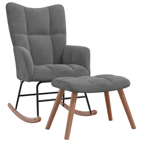 vidaXL Rocking Chair with Ottoman - Elegant and Modern Design - Dark Gray Velvet - Comfortably Padded - Durable Frame - Assembly Required