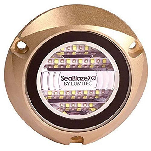 Lumitec SeaBlazeX2 Underwater LED Light - 6000 Lumens, Dual Color White/Blue & RGBW Spectrum - Solid l Bronze - PLI Enabled, Easy Surface Mount Design - 3-Year Warranty - Boat Lighting, White/Blue