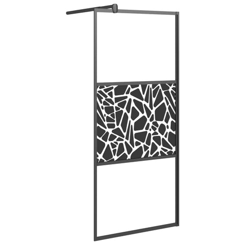 vidaXL Walk-In Shower Wall â€“ Dark ESG Glass with Adjustable Width, Flexi-Supporting Bar, Safety Corners, Includes Chrome Round Adjustable Profile, Easy to Clean, Adds Modern Aesthetic to Any Bathroom