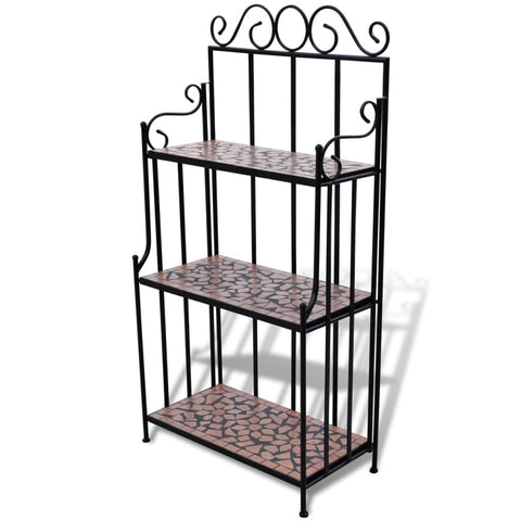 vidaXL Plant Rack, 3-Tier Plant Stand, Plant Shelves for Indoor and Outdoor, Flower Pot Stand for Patio Balcony Garden Living Room, Terracotta Mosaic