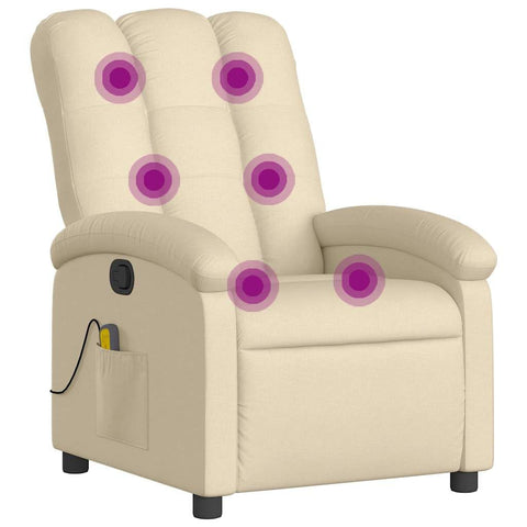 vidaXL Massage Recliner Chair, Adjustable Reclining Armchair for Elderly, Wingback Recliner for Home Theater Cinema, Modern Style, Cream Fabric
