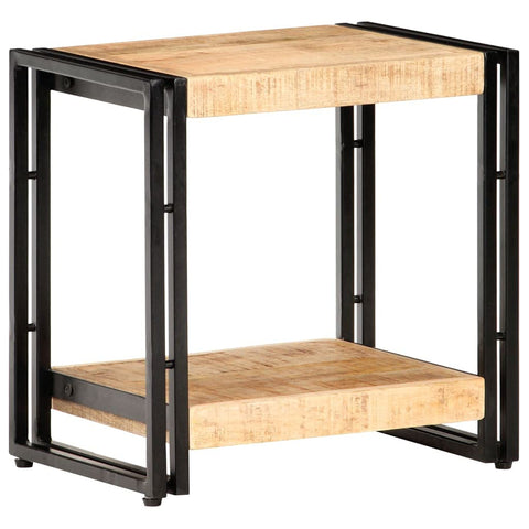 vidaXL Industrial Rectangular Rough Mango Wood Side Table with Storage Shelf - Unique Handcrafted Couch Table/Beside Cabinet