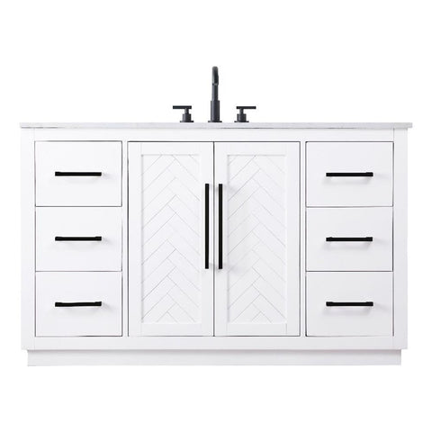 Elegant Kitchen and Bath 54" Single Bathroom Vanity in White