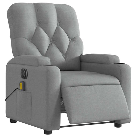 vidaXL Electric Massage Recliner Chair - Fabric Lounge Armchair with Vibration, Cup Holders, Gray