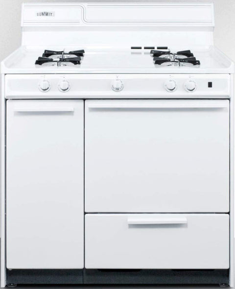 WNM430P 36" Freestanding Gas Range with 4 Sealed Burners 2.9 Cu. Ft. Capacity Manual Clean Broiler Drawer & Recessed Oven Door in White (Image is not exact)