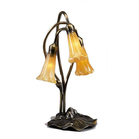 16"H Amber Pond Lily 3 LT Accent Lamp