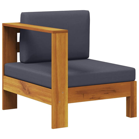 vidaXL Outdoor Middle Sofa with Armrest â€“ Dark Gray, Durable Solid Acacia Wood Construction, Garden Patio Furniture