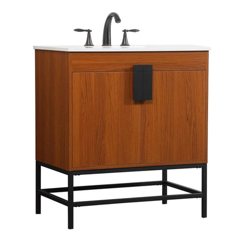 Elegant Decor Indoor Modern Under Sink Bathroom Fixtures Storage Organizer Cabinet 36 inch Single Bathroom Vanity - White