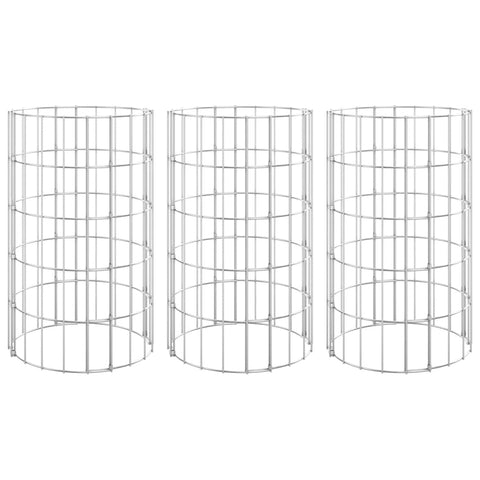 vidaXL 3-Pack Circular Gabion Raised Beds - Proof Galvanized Steel Planters for Garden and Patio - Ø11.8"x19.7" Silver