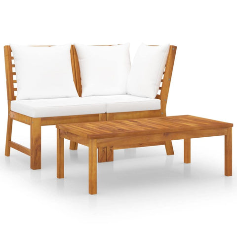 vidaXL 3-Piece Patio Lounge Set - Vintage Design Solid Acacia Wood Construction with Cream Cushion - Adjustable Configuration for Garden and Patio Furniture