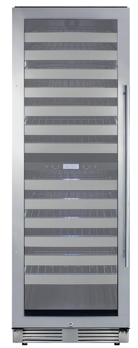 Summit Appliance SWCP2163LHD 24" Wide Dual-Zone Wine Cellar; LHD Door Swing; Up to 163 Bottles; Automatic Defrost; Black Cabinet; Magnetic Door Gasket; High/low Temperature Alarms; Digital Thermostat