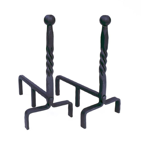 Minuteman International Ball End Wrought Iron Fireplace andirons Pair, Black (AND-07)