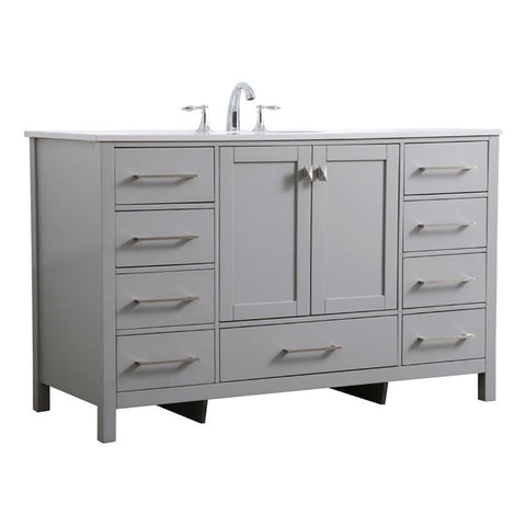Elegant Kitchen and Bath Irene 54" Solid Wood Single Bathroom Vanity in Gray