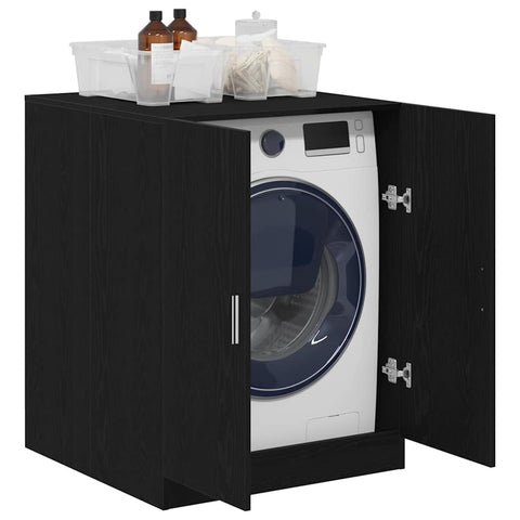 vidaXL Washing Machine Cabinet Black Oak 27.76 x 28.15 x 36.02 in, Living Room Modern Utility Cabinet, Great for Laundry Storage, Sturdy Organizer, Saves Space