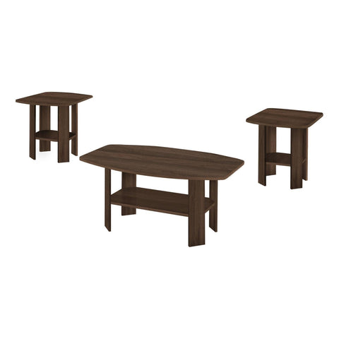 Monarch Specialties 7872P Table, 3pcs Set, Coffee, End, Side, Accent, Living Room, Laminate, Walnut, Transitional Set-3Pcs Dark, 35.5" L x 21.5" W x 16.25" H