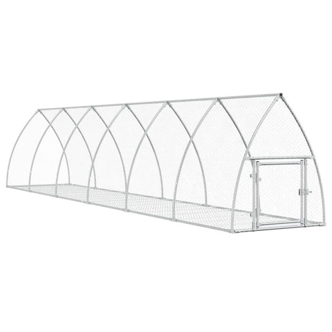 vidaXL Galvanized Steel Rabbit Hutch/Animal House - Spacious Outdoor Enclosure for Rabbits, Chickens, Ducks - Ventilated Mesh Design, Locking Door, 236.2"x41.3"x47.2"