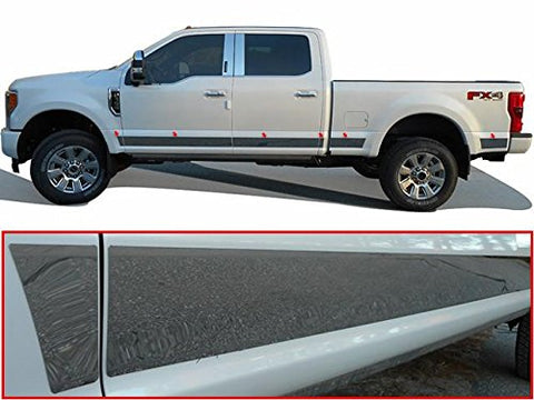 QAA is Compatible with 2017-2020 Ford F-250 & F-350 Super Duty 12 Piece Stainless Rocker Panel Trim, Upper Kit, 4.5" Width TH57324