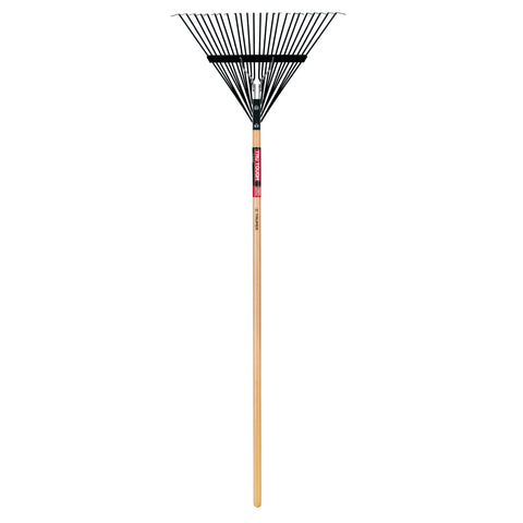 Truper 30480 Steel Leaf Rake 24 Tines - 24-Inch Head, 54-Inch Wood Handle - Garden Rakes Metal Heavy Duty - Yard Rakes - Lawn Rake for Leaves and Grass