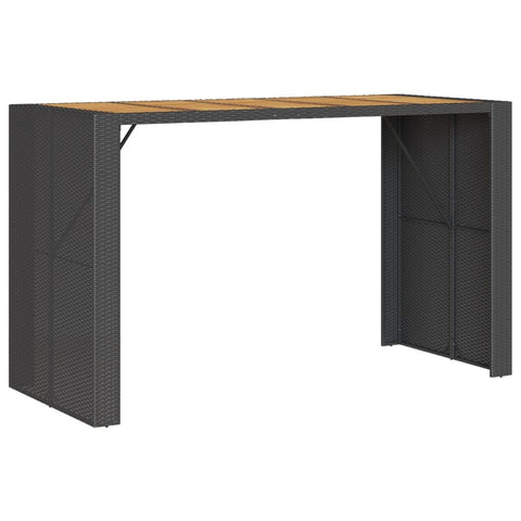 vidaXL Patio Table - Black Poly Rattan & Acacia Wood - Outdoor/Garden Furniture - UV- & Weatherproof - 72.8 x 31.5 x 43.3 in.