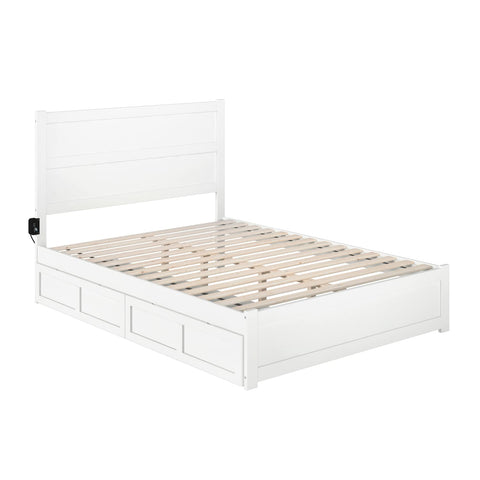 NoHo Queen Bed with Footboard and 2 Drawers in White