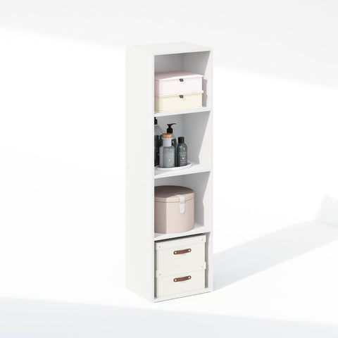Furinno Reed Closet Organizers and Storage, 4-Tier Closet Organizer, Open Shelf Closet Storage, for Wardrobe, Bedroom, Living Room, White