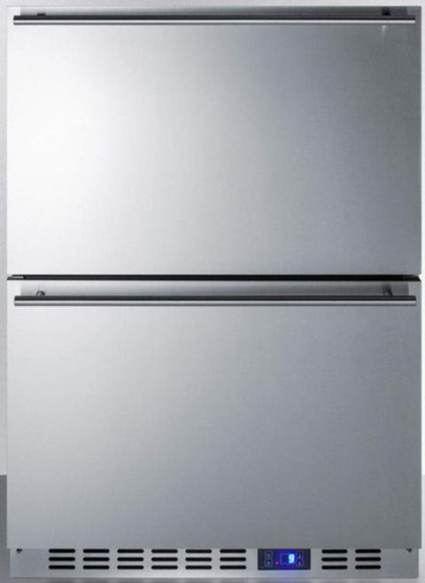 Built-in undercounter two-drawer all-refrigerator in complete stainless steel with panel-ready drawer fronts