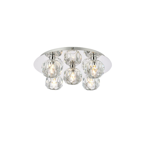 Elegant Lighting Graham 5-Light Crystal/Iron Ceiling Lamp in Chrome