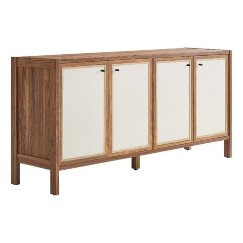 Modway Capri 65 Inch Sideboard in Walnut, Large Storage Doors, Entryway Console Table, Mid-Century Modern Buffet Cabinet or Credenza for Living or Dining Room