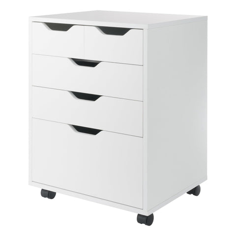 Winsome Halifax Mobile Storage Cabinet with 5 Drawers in White, Stylish & Functional Home Storage Cabinet for Filing, Kitchen Organization, Moveable Furniture for Office, Dorms, Apartments