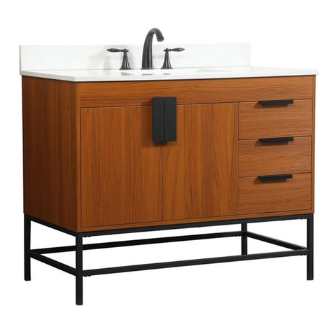 Elegant Decor Eugene 42" MDF Single Bathroom Vanity with Backsplash in Teak