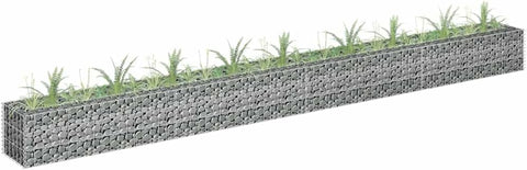 vidaXL Gabion Raised Bed Planter Basket Pot Wall Outdoor Garden Lawn Patio Border Gardening Flower Plant Galvanized Steel 141.7"x11.8"