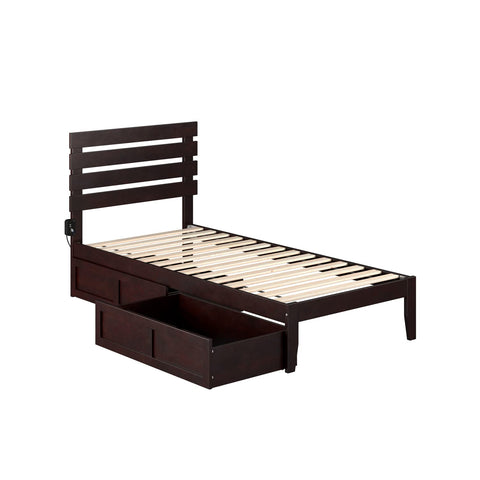 Oxford Twin Extra Long Bed with 2 Drawers in Espresso