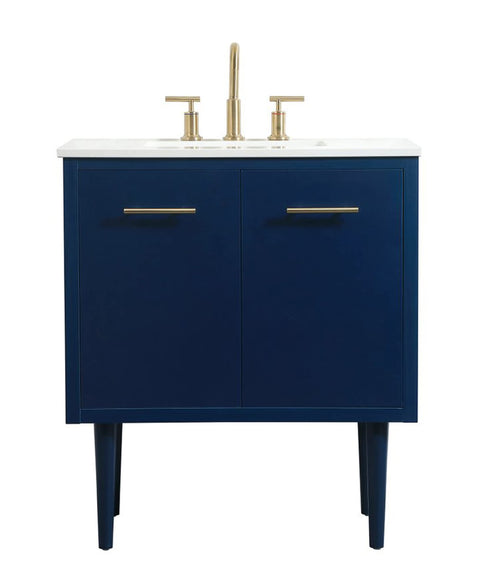 Elegant Decor Indoor Modern Under Sink Bathroom Fixtures Storage Organizer Cabinet 30 inch Single Bathroom Vanity - Blue