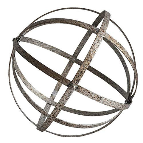 Elowen Collapsible Metal Orb Shelf Decor – 10" Antique Silver Round Living Room Accent - By Cheungs