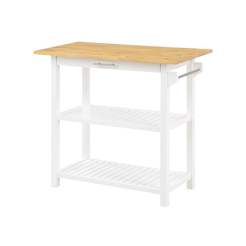 Convenience Concepts Designs2Go 3 Tier Butcher Block Kitchen Prep Island 40" - 3 Tier Modern Cooking Cart with Drawer, Food Serving Station for Kitchen, Dining Room, White