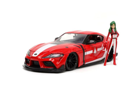 Jada Toys Robotech 1:24 2020 Toyota Supra Die-cast Car w/ 2.75" Miriya Sterling Figure, Toys for Kids and Adults