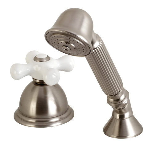 Kingston Brass KSK3358PXTR Vintage Deck Mount Hand Shower with Diverter for Roman Tub Faucet, Brushed Nickel