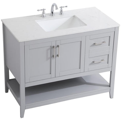 Elegant Decor Aubrey 42" Single Quartz Top Bathroom Vanity in Gray