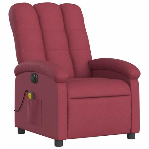 vidaXL Electric Massage Recliner-Wine Red-Wide Armrests-6-Point Vibration USB Powered-Motorized Footrest/Backrest Adjust-Lounge Chair, 3205878