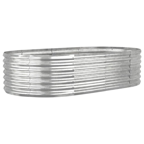 vidaXL Silver Garden Raised Bed - Durable Powder-Coated Steel, Oval Shape, DIY Assembly, Decor for Garden, Balcony, and Patio