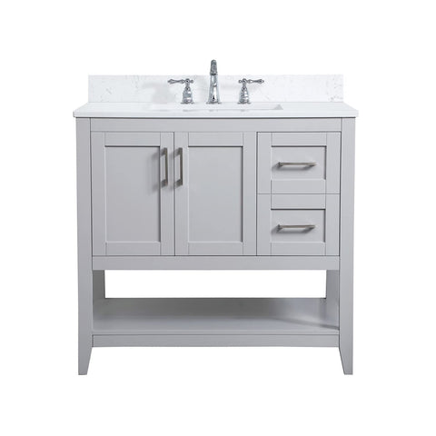 Elegant Decor Aubrey 36" Solid Wood Single Bathroom Vanity w/Backsplash in Gray