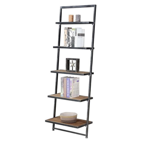 Convenience Concepts Laredo 5 Tier Ladder Bookcase / shelf, Natural / Antique Black Frame
