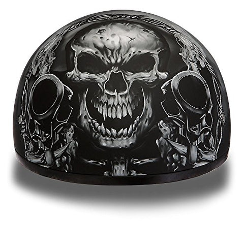 Daytona HELMETS Motorcycle Half Helmet Skull Cap- Guns 100% DOT Approved